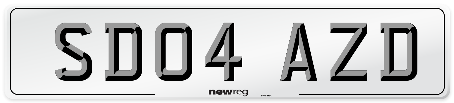 SD04 AZD Number Plate from New Reg